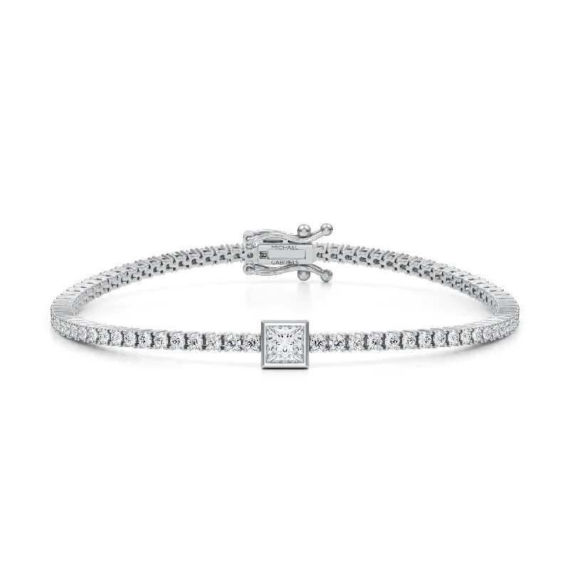 3 Carat Princess Cut Single Station Tennis Bracelet