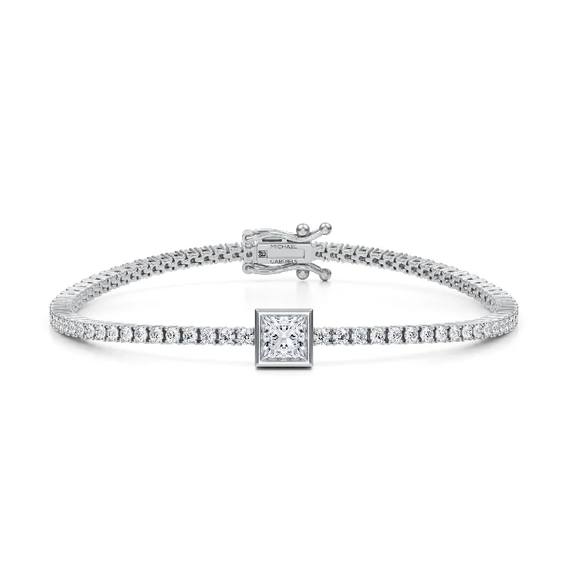 3.5 Carat Princess Cut Single Station Tennis Bracelet