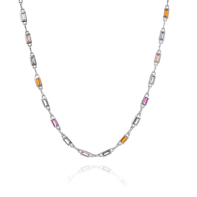 RILEY RAINBOW CHAIN NECKLACE SILVER