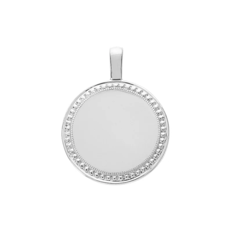 P.S. Large Round Charm - White Gold