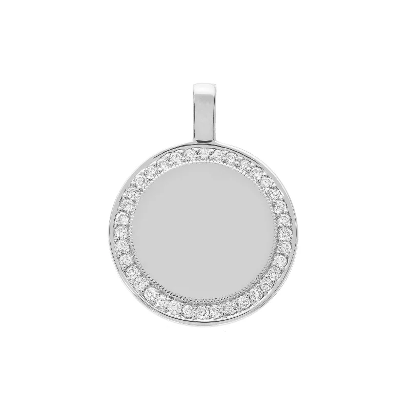 P.S. Large Round Diamond Charm - White Gold