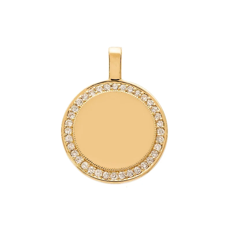 P.S. Large Round Diamond Charm - Yellow Gold