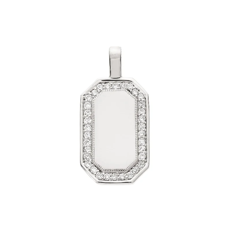 P.S. Large Tag Diamond Charm - White Gold