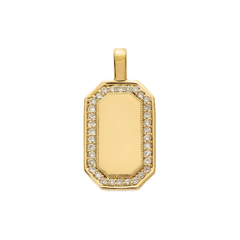 P.S. Large Tag Diamond Charm - Yellow Gold