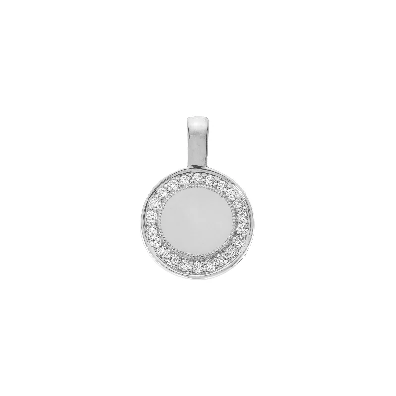 P.S. Small Round Diamond Charm - White Gold