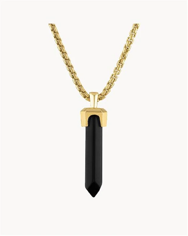 Black Onyx Necklace / Gold Plated Sterling Silver