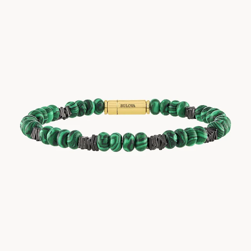 Malachite Magnetic Bracelet / Gold Plated Sterling Silver