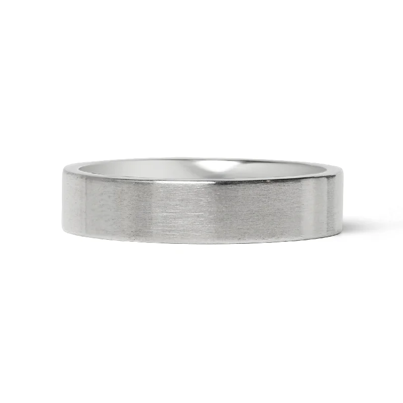 Stainless Steel Brushed Flat Edge Blank Ring / CFR7009