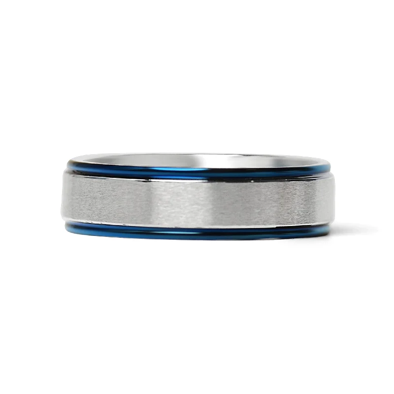 Stainless Steel Blue Trim With Brushed Center Ring / CFR7018