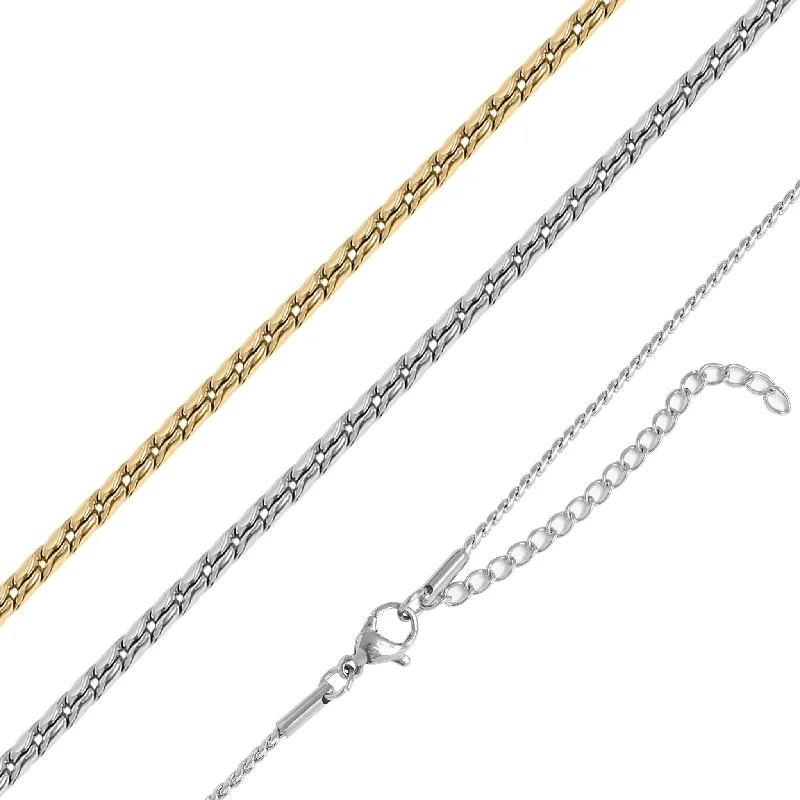 Stainless Steel Twisted Round Link Chain Necklace / CHN9962