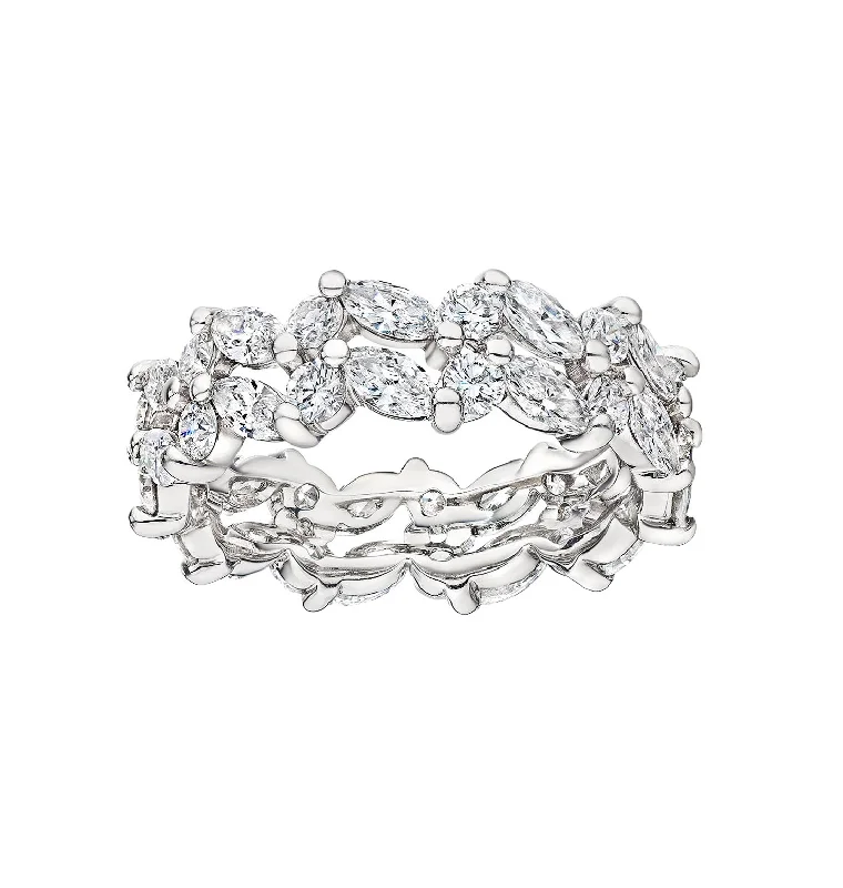 SUWA Platinum Marquise and Round Diamond Anniversary Band