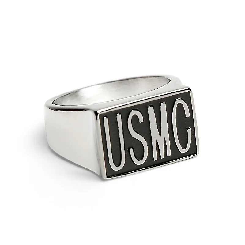 Stainless Steel "USMC" Signet Ring / MCR4062