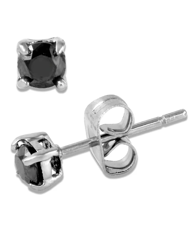 10K White Gold 1/3 CTW Rd Black Diamond Stud Earrings