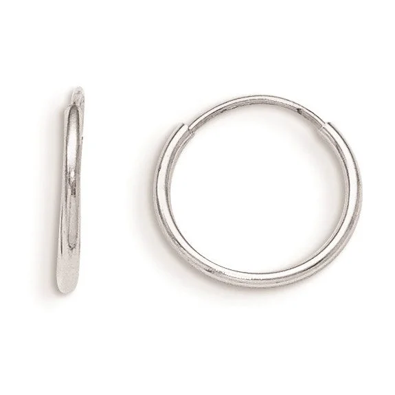 14KT White Gold 12MM Endless Hoop Earrings