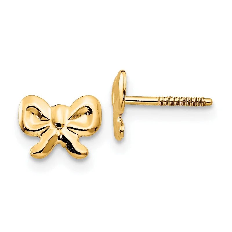 14KT Yellow Gold 6X7MM Stud Bow Earrings