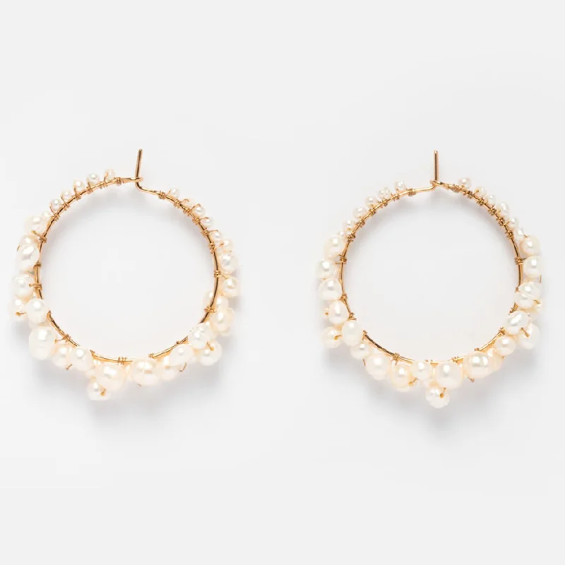 Cruz Pearl Hoop Earrings