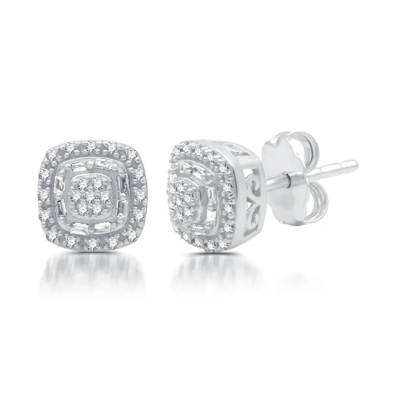 EcoLove 1/4 CTW Lab Grown Diamond Halo Stud Earrings in Sterling Silver