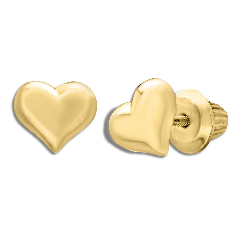 Kiddie Kraft 14KT Yellow Gold Childrens Heart Stud Earrings