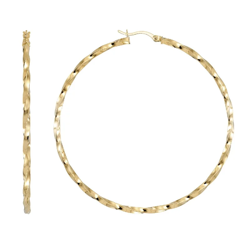 Simone I Smith Collection 18KT Yellow Gold Plated Sterling Silver 60X2MM Twist Hoop Earrings