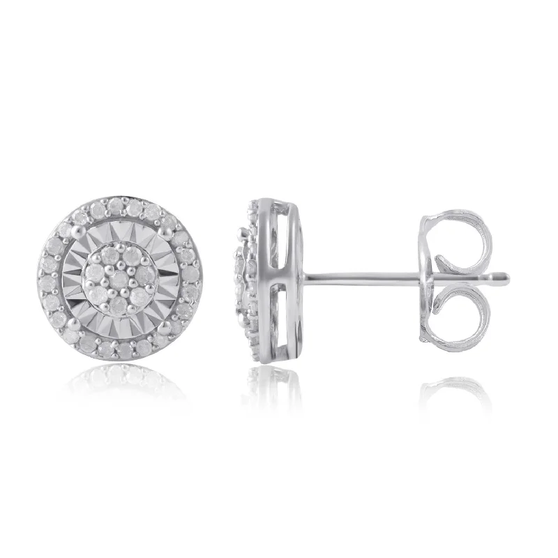 Sterling Silver 1/4 CTW Diamond Stud Earrings