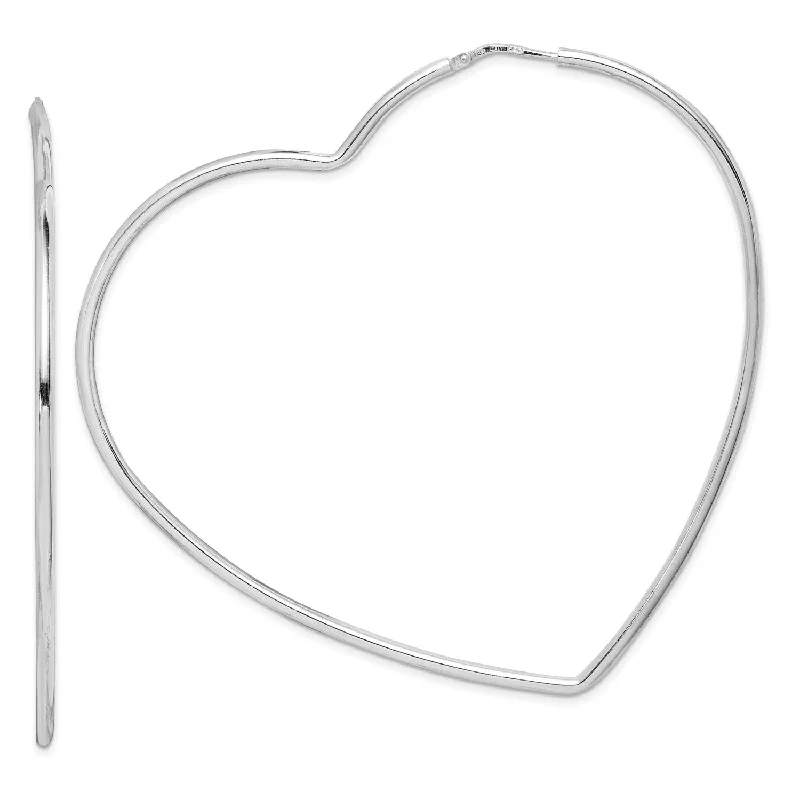 Sterling Silver 2X72MM Heart Hoop Earrings