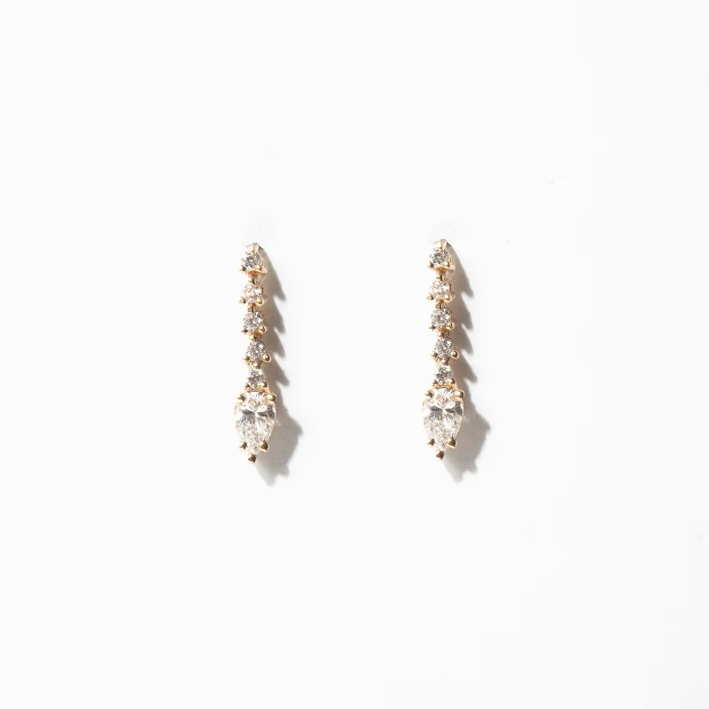 5 Diamond Drop Tennis Earrings with Pear Diamonds