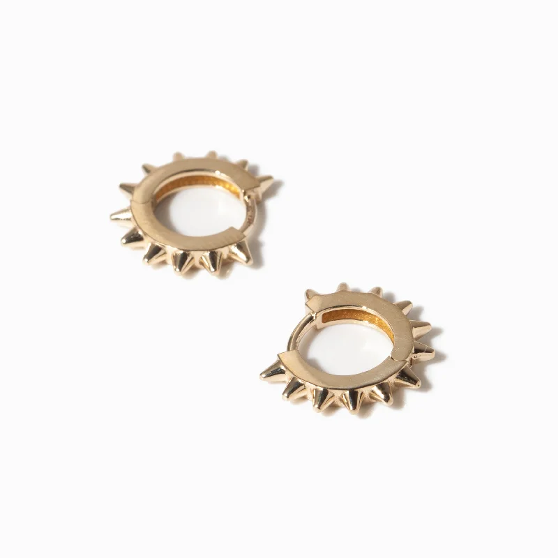 Gold Spiked Hinged Huggie Hoops