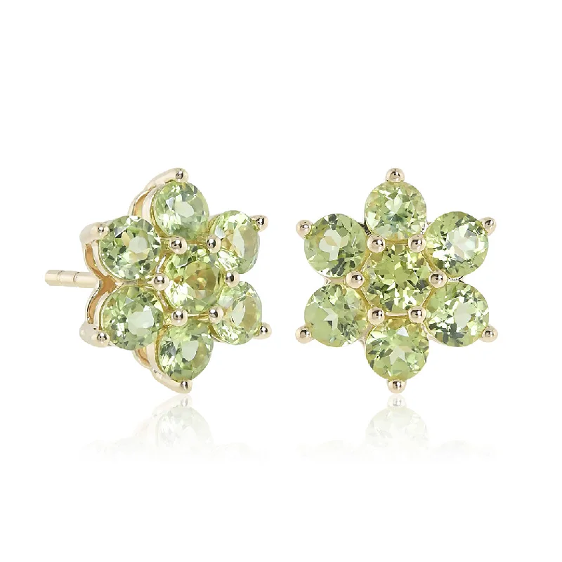 Snowflake Earrings in Peridots