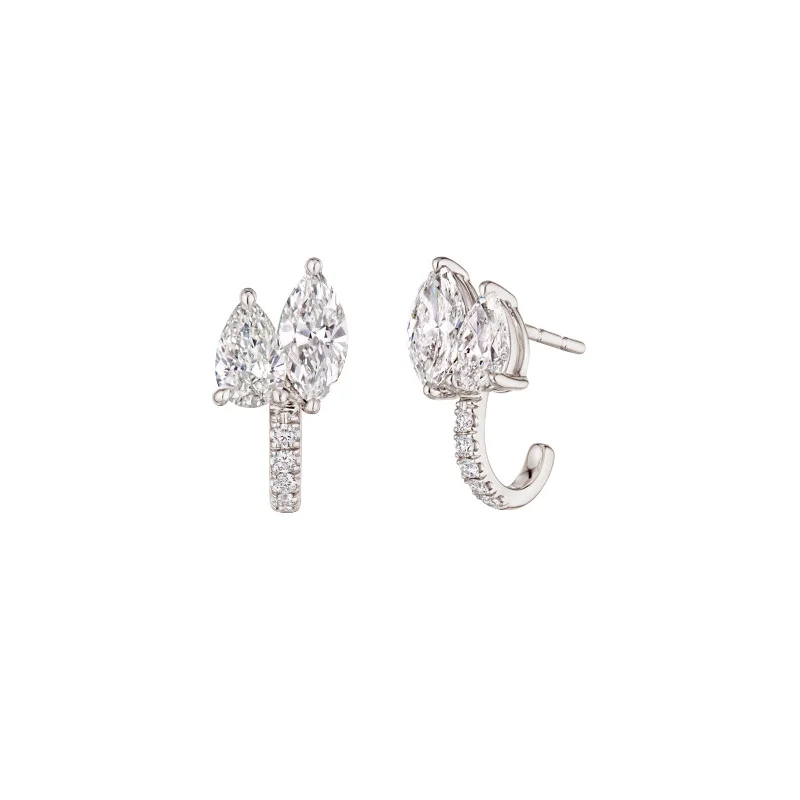 American Beauty Five Diamond Cluster Earrings - White Gold