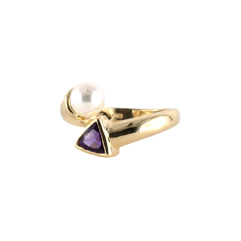 Amethyst & Pearl Bypass Ring