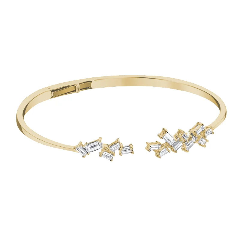 Open Hinged Bangle - Yellow Gold