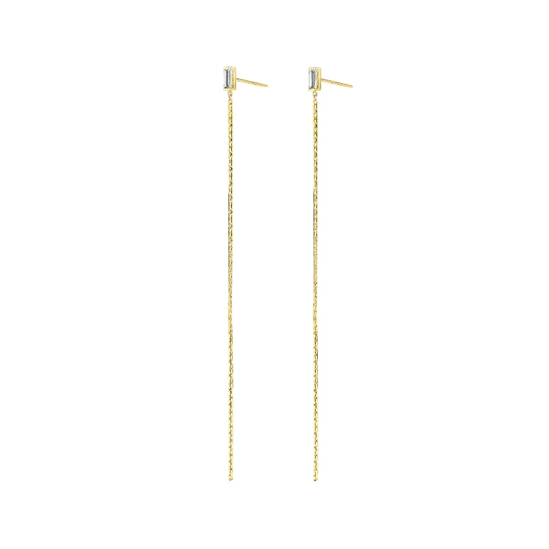 Light Baguette Diamond Drop Earrings