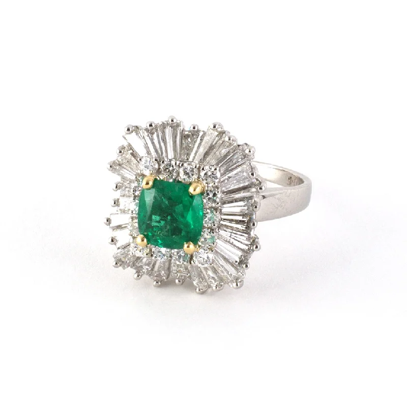 Colombian Emerald & Diamond Ballerina Ring