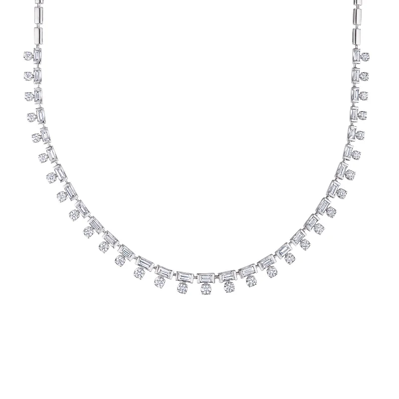 Duet Fringe Necklace - White Gold