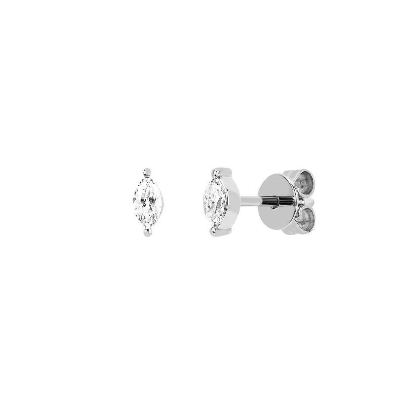 Marquise Diamond Studs - White Gold