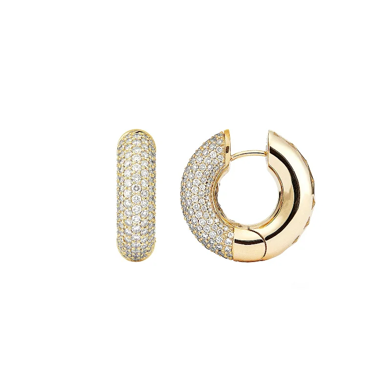 Big Pave Diamond Absolute Creoles - Yellow Gold