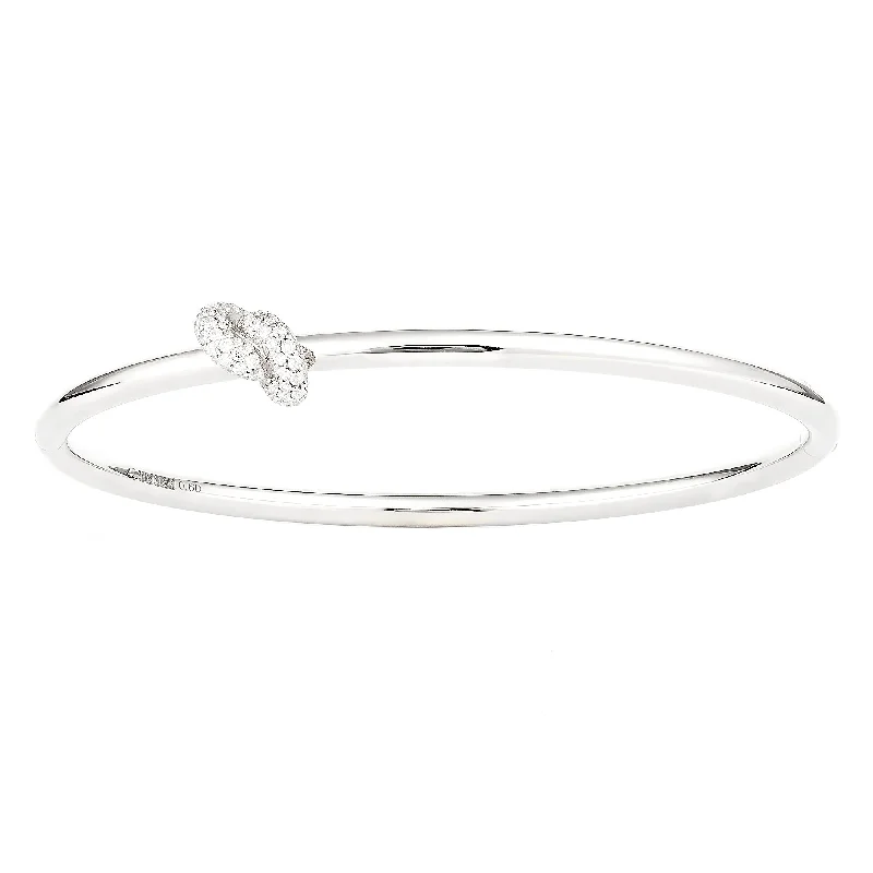 The Pave Diamond Legacy Knot Bangle - White Gold