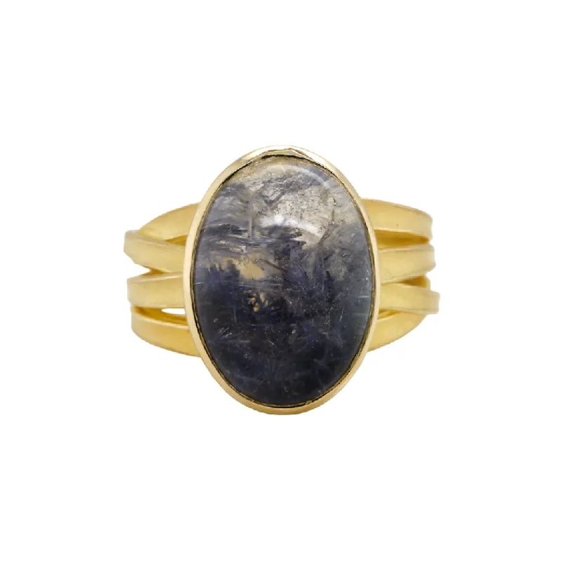 Oval Dumortierite Ribbon Ring