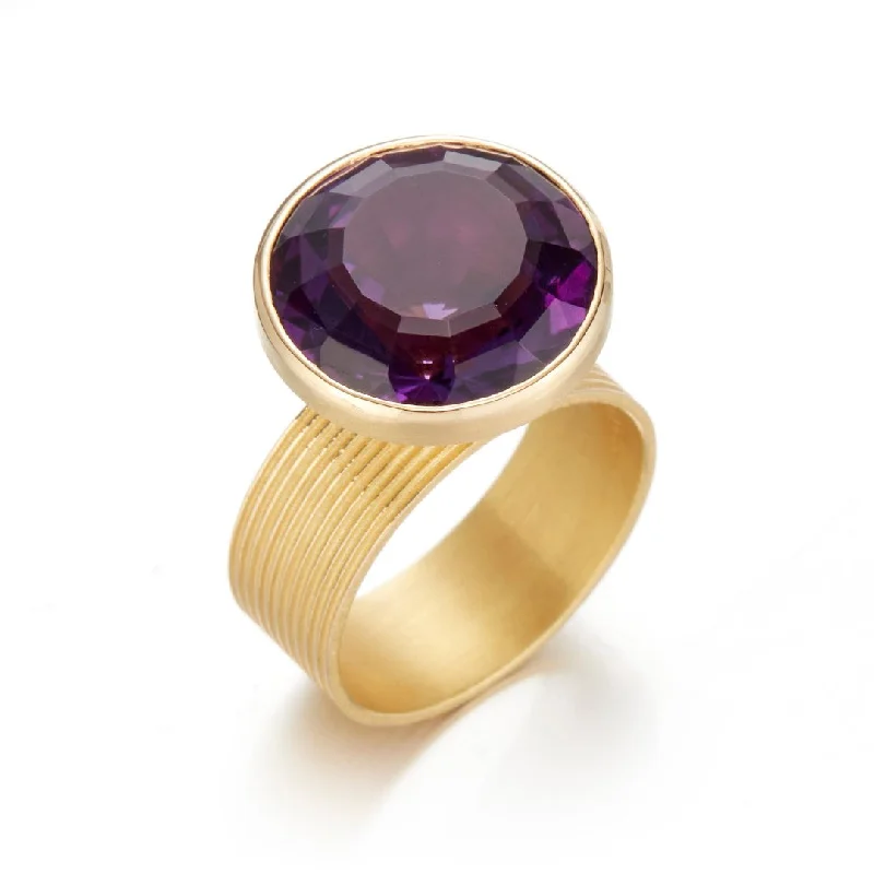 Amethyst Fluted Band Ring