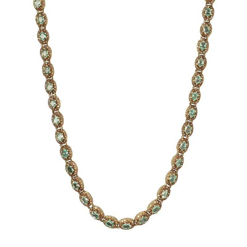 Indo Russian Emerald & Diamond Oval Link Necklace