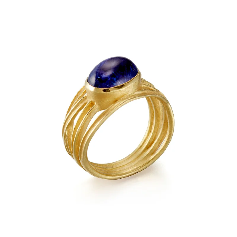 Oval Tanzanite Wrapped Ribbon Ring