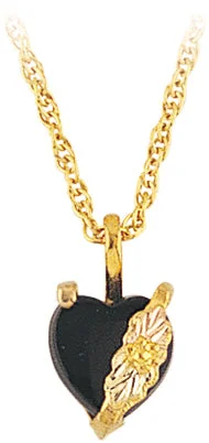 Black Hills Gold Onyx Heart Pendant