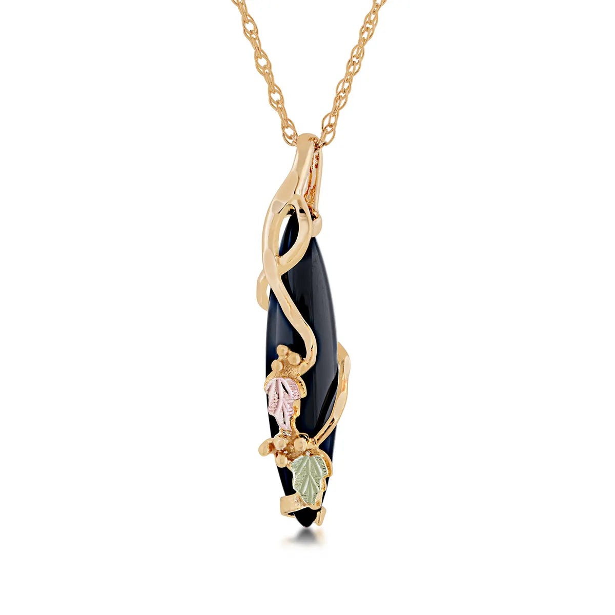 Black Hills Gold Onyx Pendant Necklace