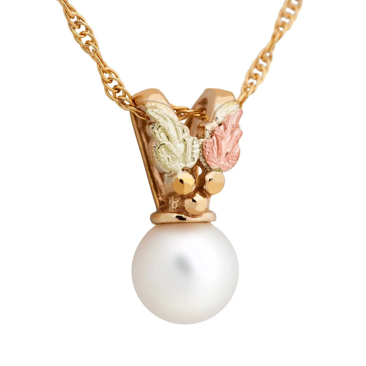 Black Hills Gold Pearl Pendant Necklace