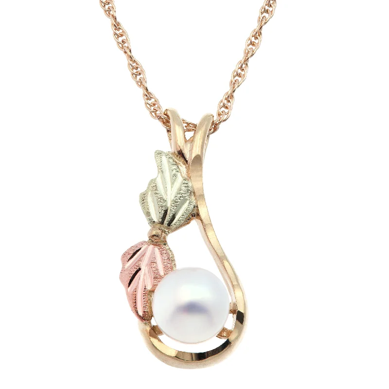 Black Hills Gold Pearl Teardrop Pendant