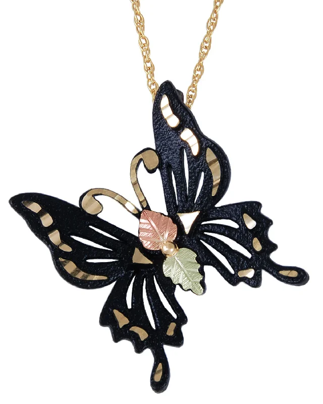 Black Hills Gold Powder-Coated Butterfly Pendant