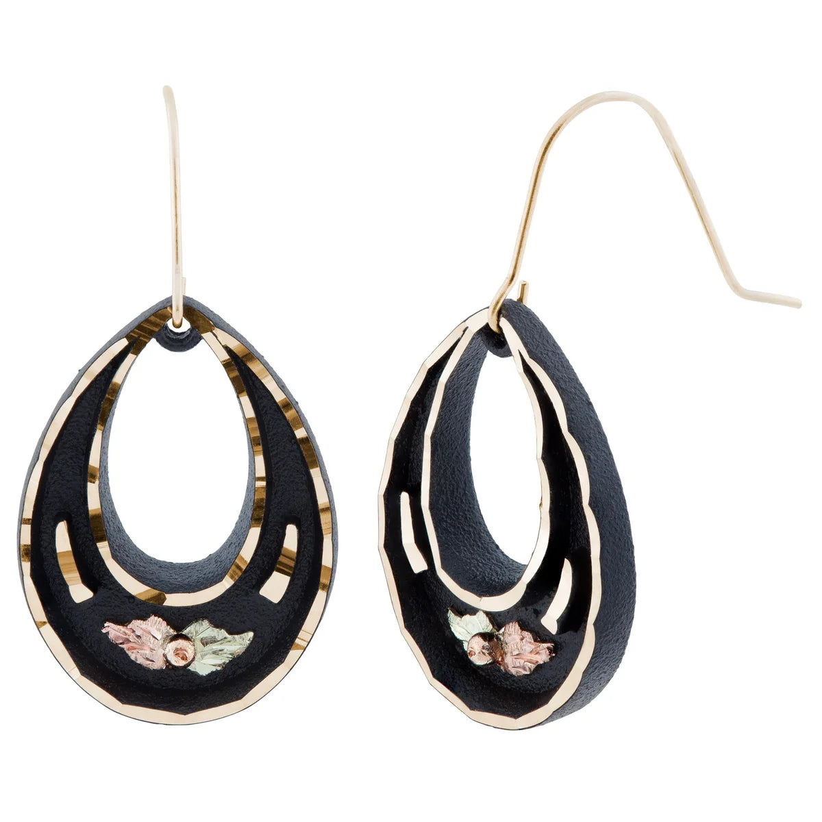 Black Hills Gold Powder-Coated Teardrop Earrings