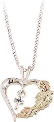 Black Hills Gold Sterling Open Heart with Cross Pendant