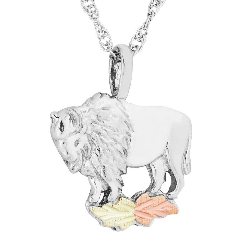 Black Hills Gold Sterling Silver Buffalo Pendant