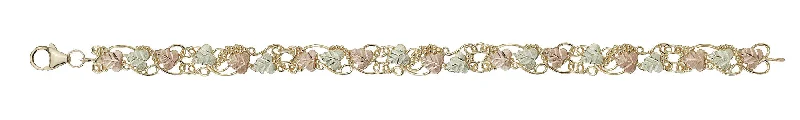 Black Hills Yellow Gold 10K Leaf Bracelet 7"